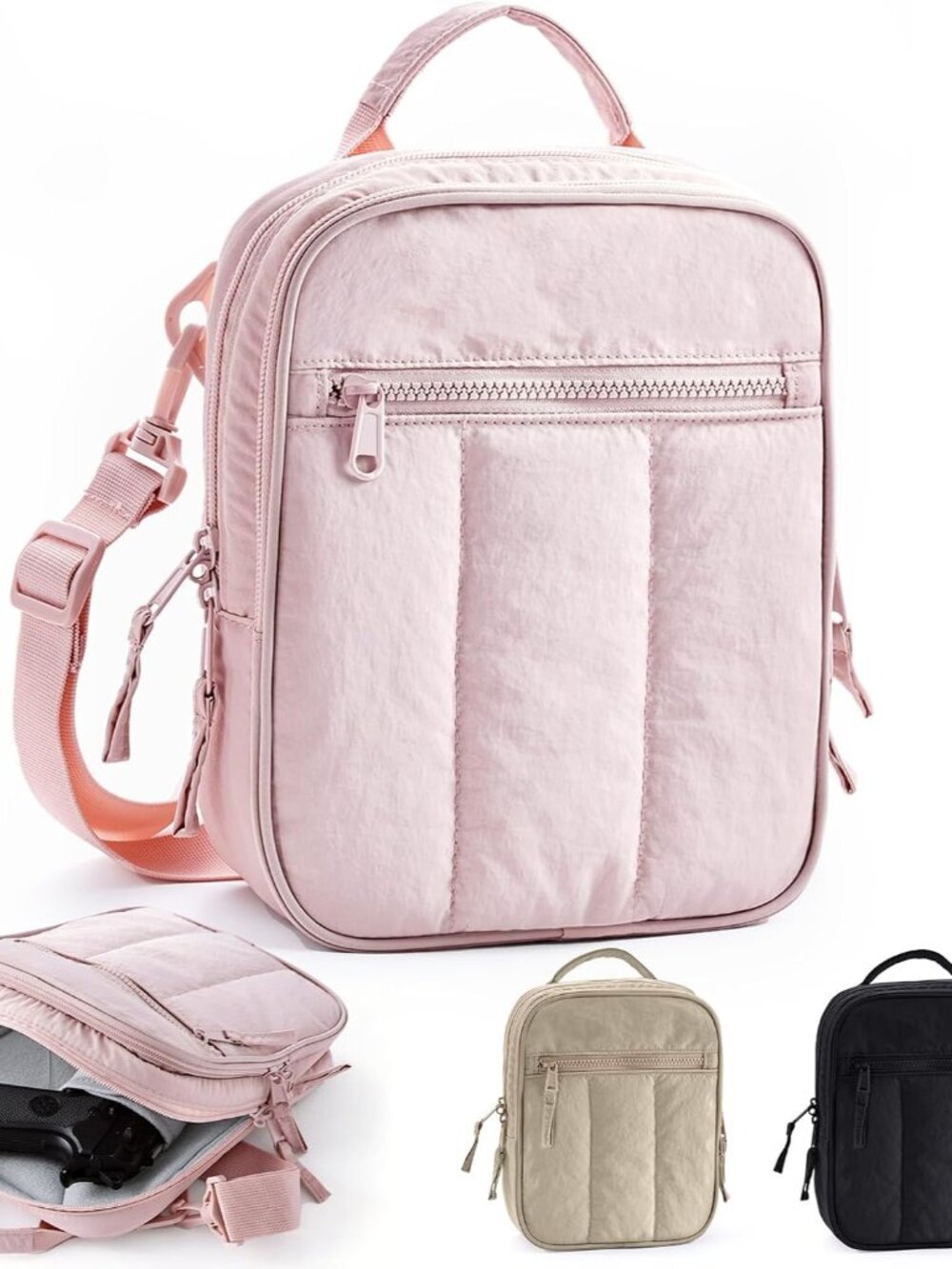 Concealed Carry Gun Bag for Women Pistol Purse Padded Soft Handgun Case with Rem